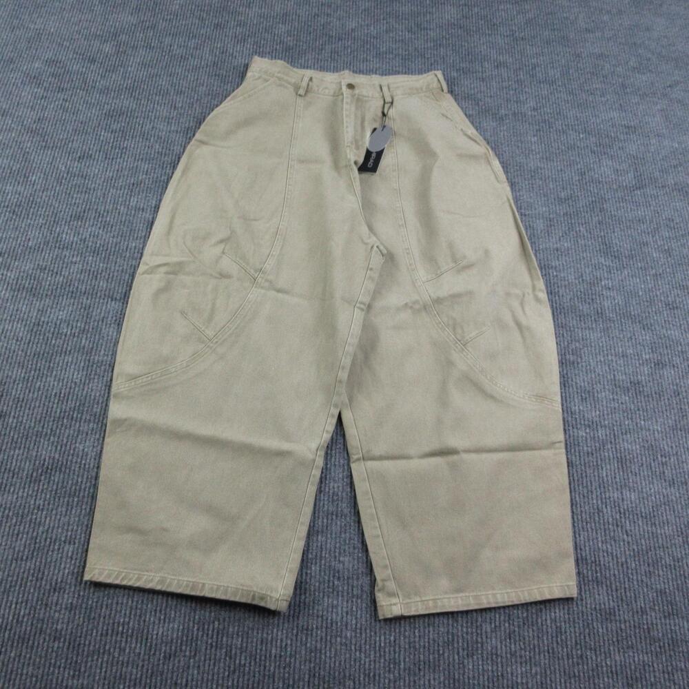 OMIRAD Pants Mens XL Brown Cropped Barrel Pleated Relaxed Relaxed 30x25.5* NWT